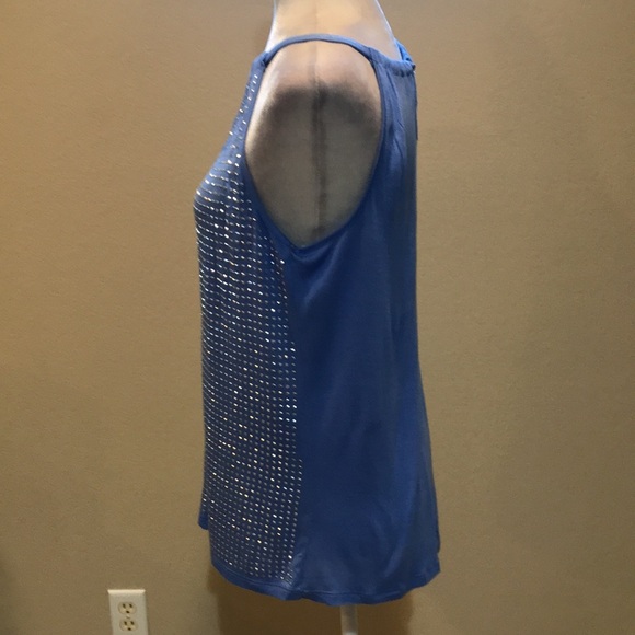 NWT Inc International Concepts Blue Top Shiny Grommets Front Halter Top—M - Picture 2 of 12